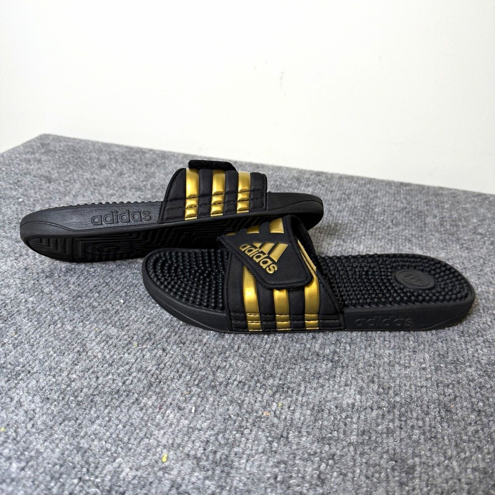 adidas Adissage Slide Sandals Men's US 7 Black/Gold Slip-On EG6517